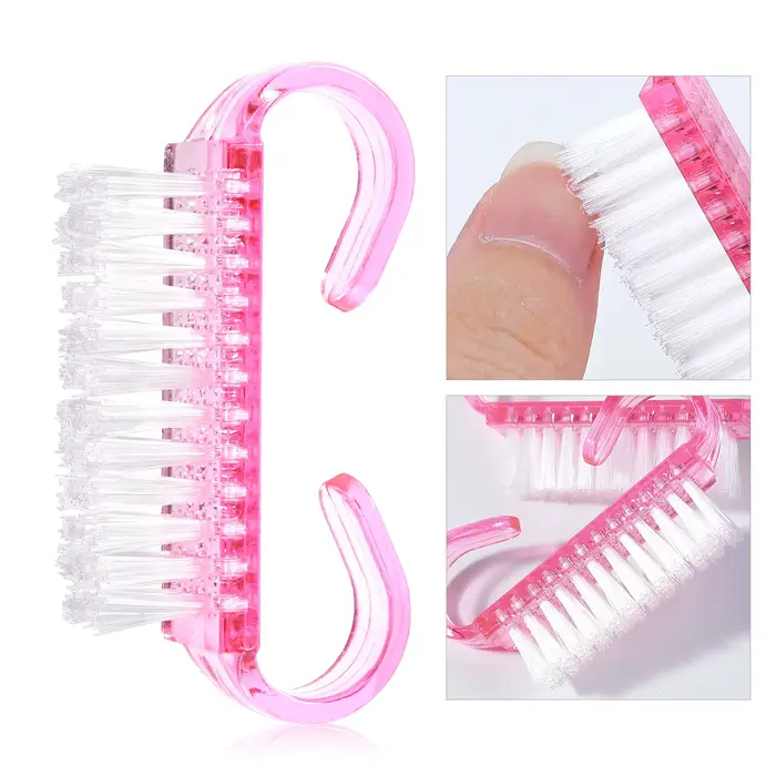 1/5/20 pièces brosse à ongles en acrylique couleur rose Nail Art manucure pédicure doux enlever la poussière en
