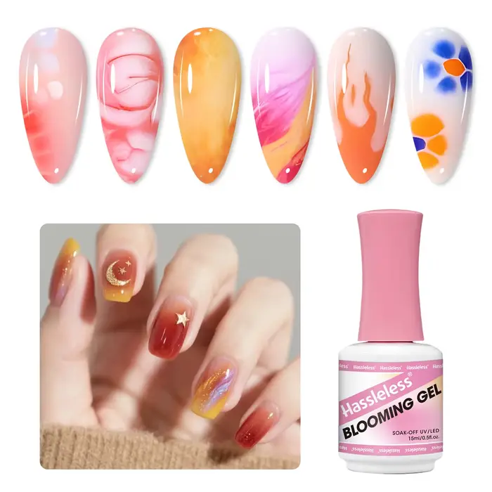 Vernis à ongles transparent effet dégradé floral Hassleless 15 ml