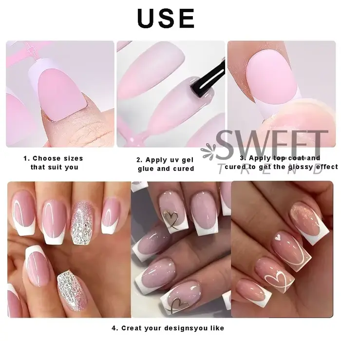 Faux ongles carrés courts, pointes en Gel doux, à pression, artificiels français y2k, fournitures po
