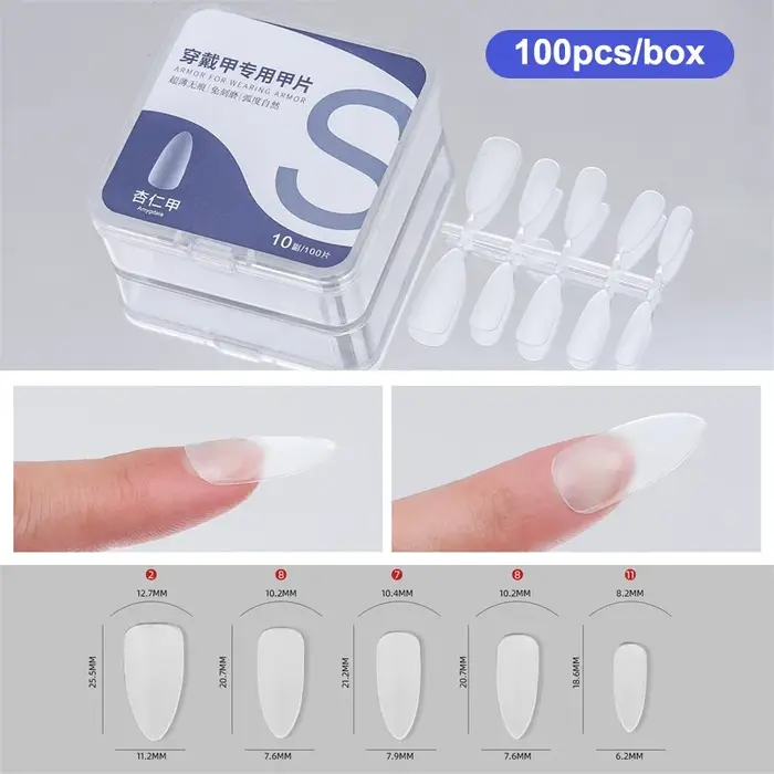 100 pièces/boîte faux ongles Transparent presse sur les ongles couverture faux ongles conseils forme courte goutte d'eau autocollant complet pour les ongles