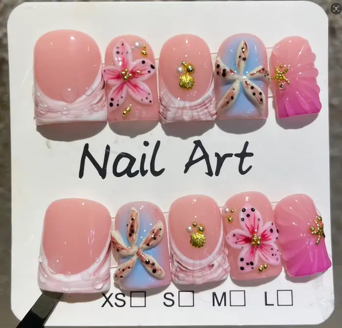 10 faux ongles courts en forme de bec de canard