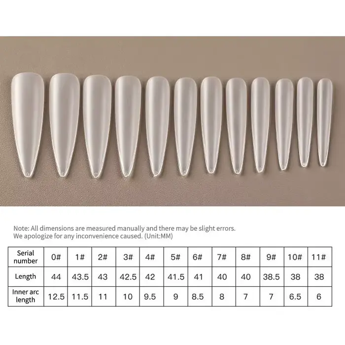 240/510 Pièces Faux Ongles Stiletto Sculptés Couverture Complète Givrés Transparents à Coller pour Salon