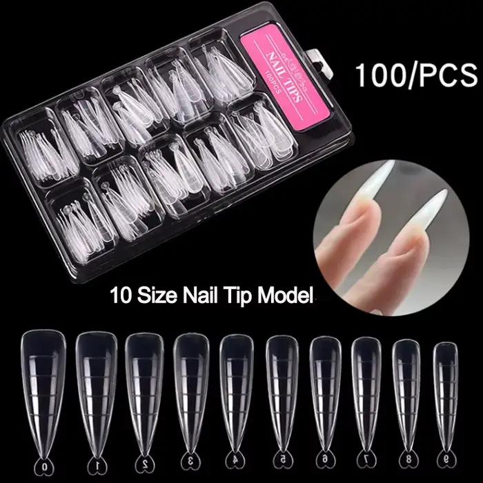 100 pièces/boîte ongles conseils ensemble complet acrylique faux doigt UV Gel vernis rapide faux ong