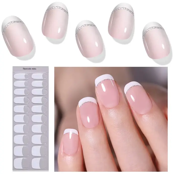 Enveloppes pour ongles semi-durcies, 16/20 pointes, adhésif de couleur unie, imperméable, Gel longue