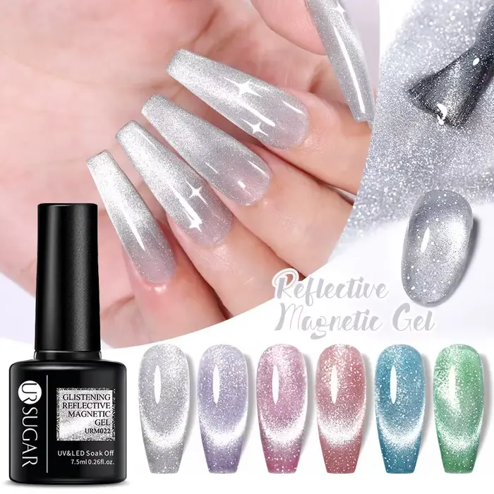 UR sucre 7.5ml réfléchissant Magnertic Gel vernis à ongles Laser argent rose magnétique Gel tremper UV