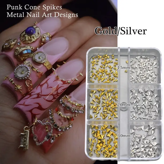 Rivets pour Nail Art de Style Punk noir et argent