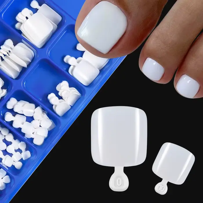 100 faux ongles de pieds naturels blancs à presser