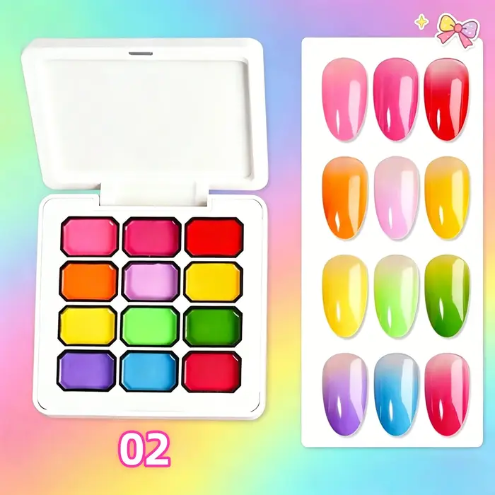 Kit de vernis à ongles adhésif 12 couleurs arc-en-ciel