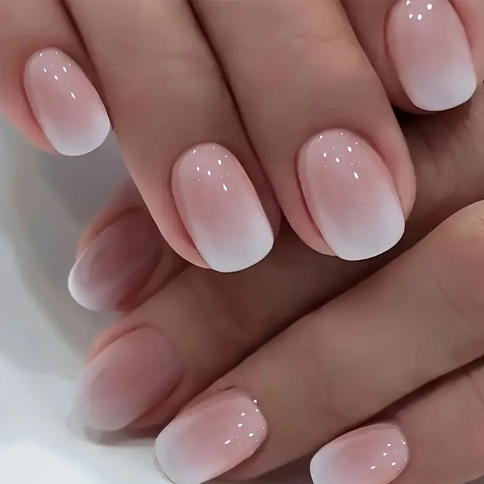 24 pièces de nouveaux ongles à pression de style français (autocollants pour faux