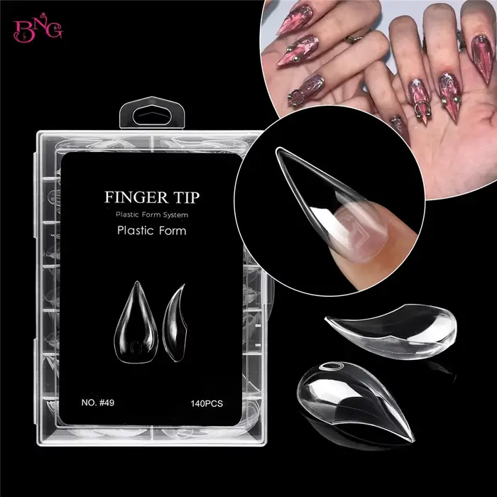BNG 70/140 pièces griffe de chat ongles incurvés double formes pour Extension acrylique réutilisable couverture