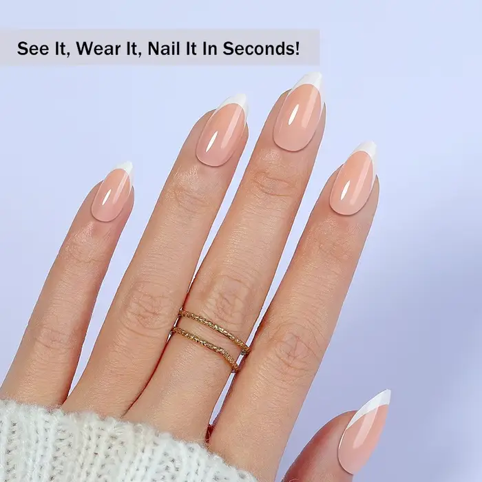 32 faux ongles courts en forme d'amande