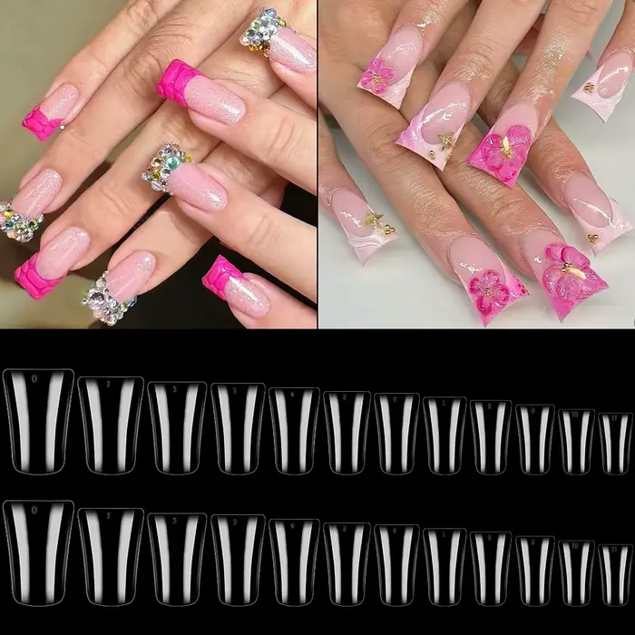 120 pièces Transparent large canard Fasle ongles conseils longueur moyenne canard pieds presse sur o