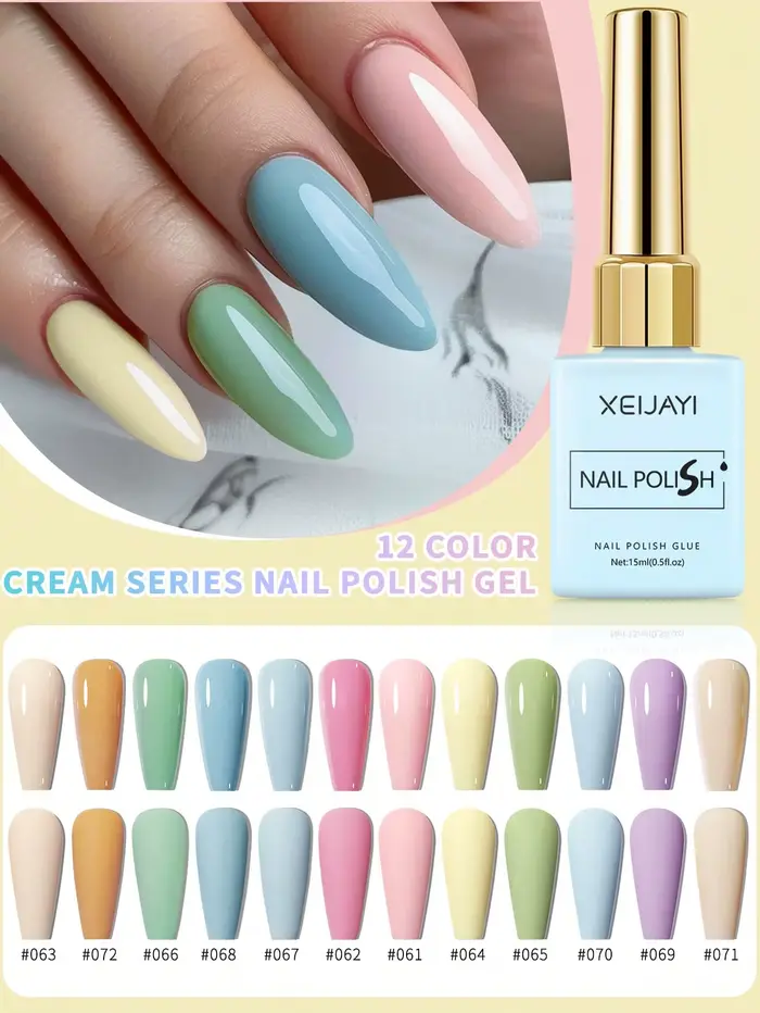 Ensemble de vernis gel couleur Macaron 2025 – 12 nuances tendance