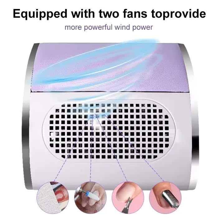 Collecteur de poussière d'ongles 80W, aspirateur de bureau à double ventilateur, collecteur de poussière d'ongles haute puissance avec filtre