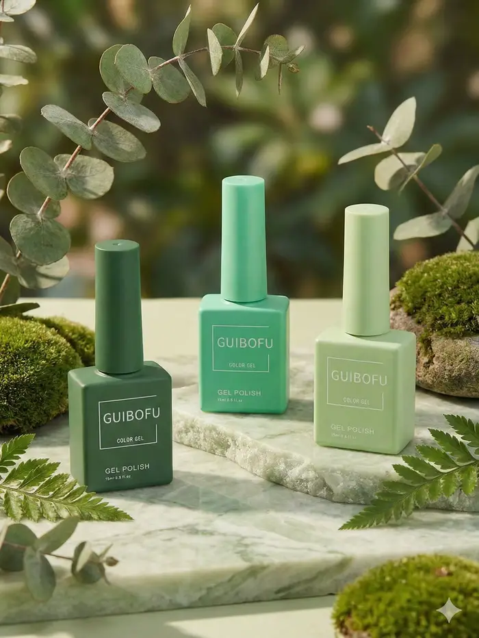 Lot de 3 vernis gel vert forêt 15 ml