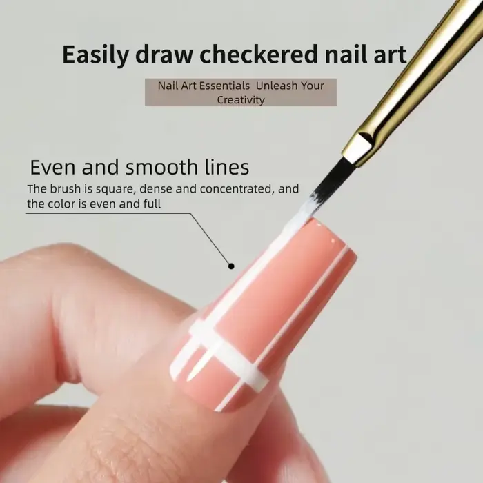 Ensemble de pinceaux pour Nail Art à carreaux français, stylo à dessin à motif de grille de ligne po