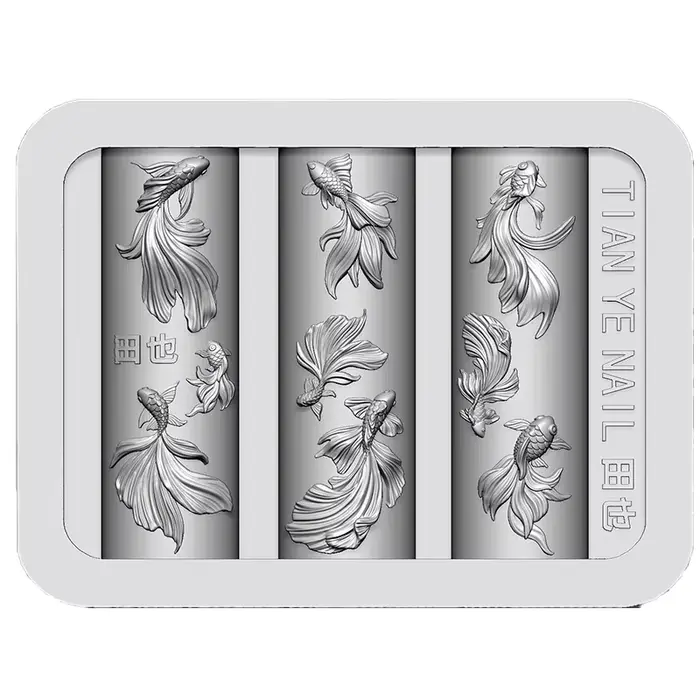 Lotus sculpté tridimensionnel 3D avec ongles de poisson