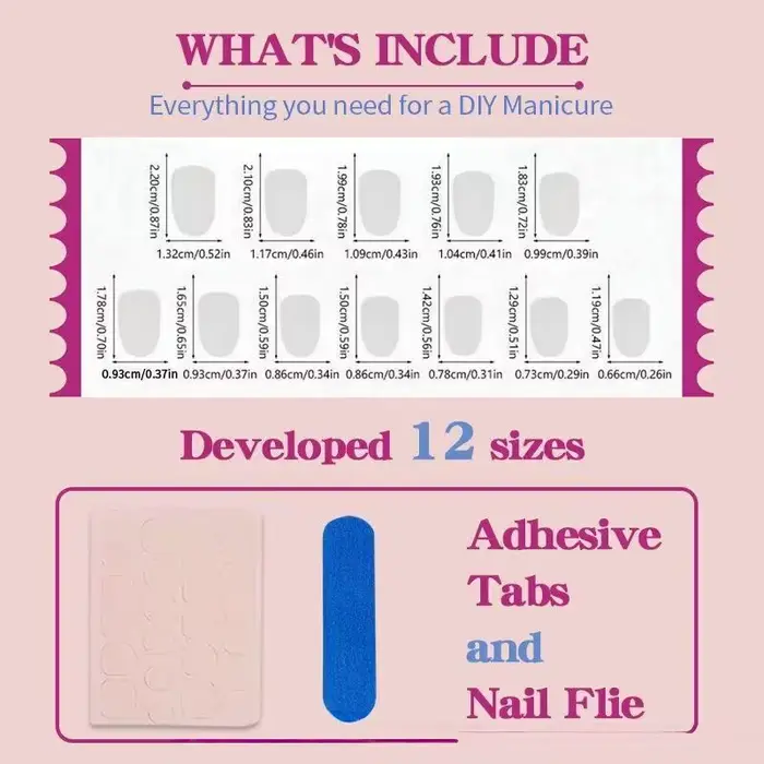 24 faux ongles carrés courts bleu clair et rose avec des rayures blanches en forme de points