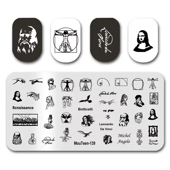 Tampon à ongles d'art MouTeen044 lettres Viking de Divination plaques d'estampage d'ongle ensemble d