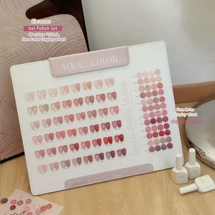 Eleanos Gelée Rose Nude Printanière 48 pièces Vernis à Ongles Translucide Gel Lacté Sirop Avec Nuancier Manucure 15ML