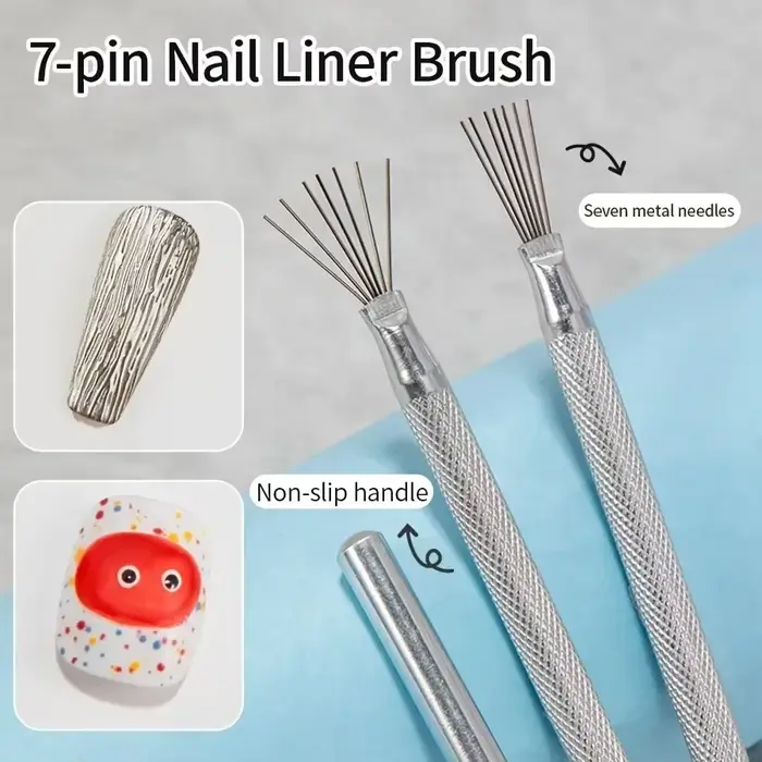 Brosse à ongles à rayures à 7 broches