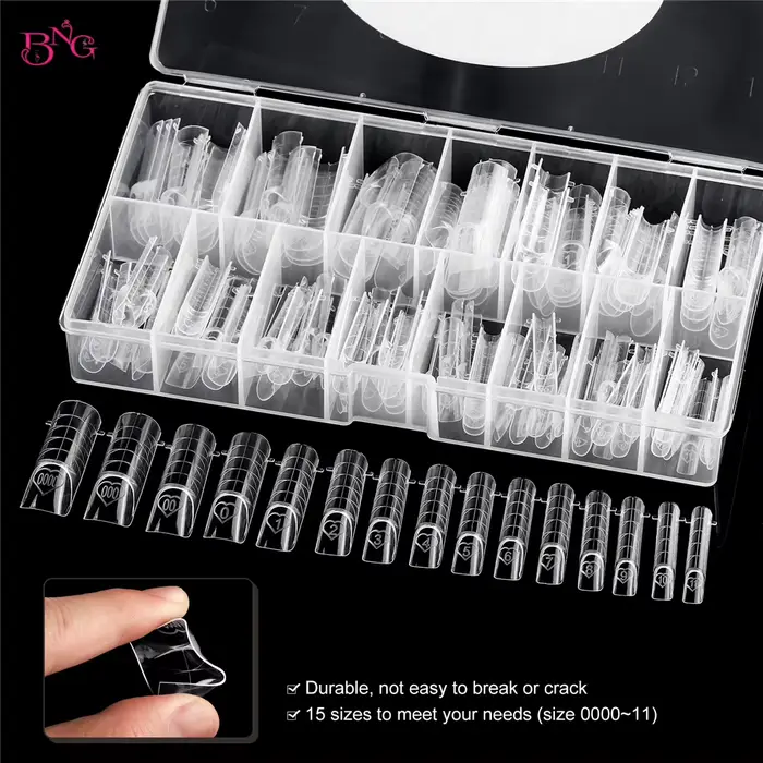 BNG 150 pièces espace double forme couverture complète moules à ongles 15 tailles intelligent ligne française conseils