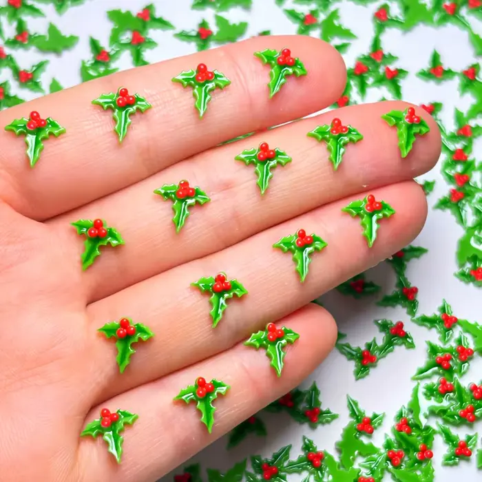 30/60 pièces Décorations d'ongles en forme de feuilles d'été