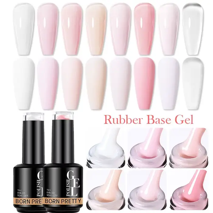 BORN PRETTY vernis à ongles Gel à Base de caoutchouc rose laiteux paillettes 15ml
