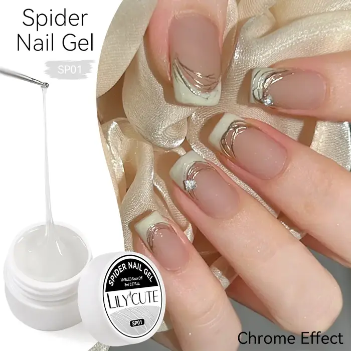 LILYCUTE 8ml blanc noir argent araignée Gel pour ongles naturel foncé Flashy dessin peinture UV Gel vernis