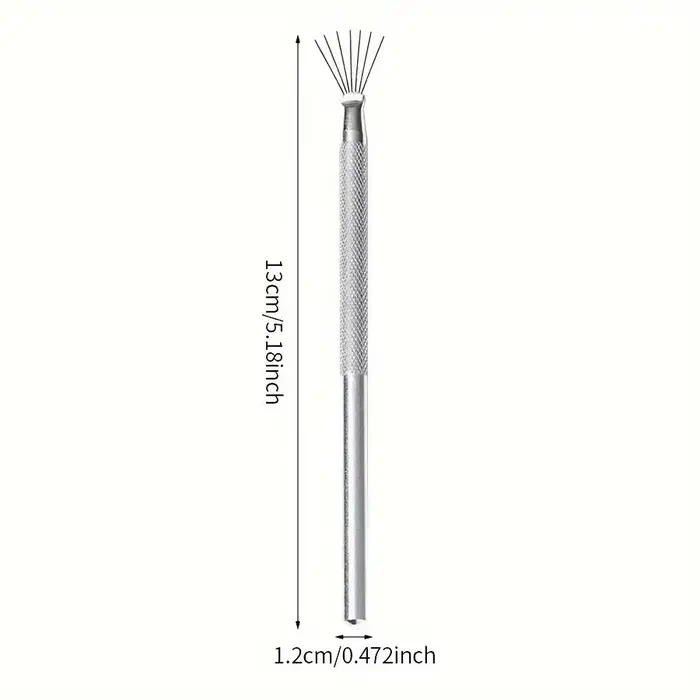 Brosse à ongles à rayures à 7 broches, poignée en acier inoxydable, broches pliables, ligne Ultra-fi