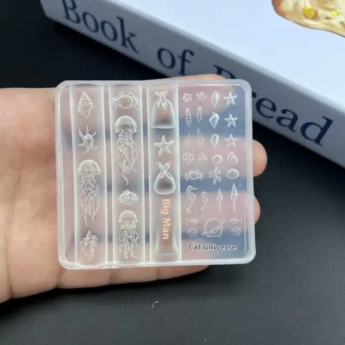 Moule de manucure en silicone transparent ; Moule de décoration d'art d'ongle de méduse, d'étoile de