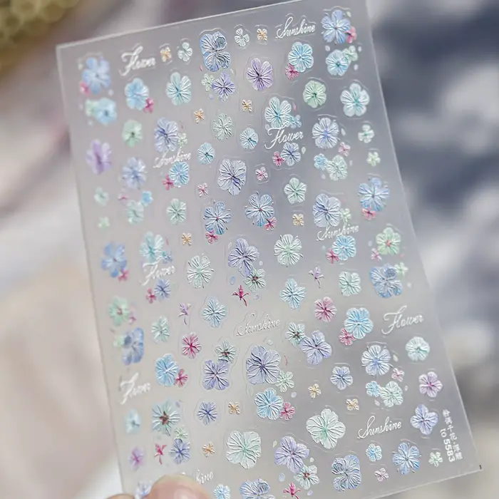 Autocollants 5D pour ongles « Chanson d'amour aux fleurs de cerisier » – Dégradé rose et blanc japon
