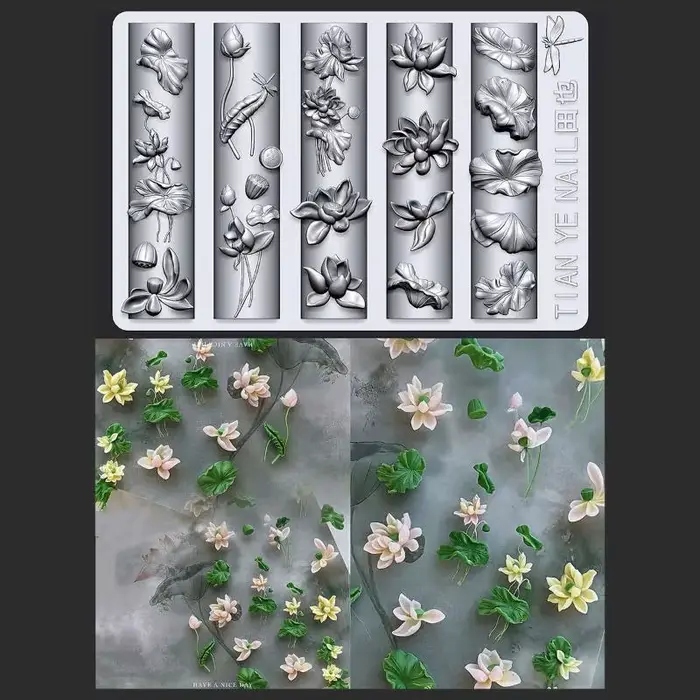 Série de fleurs, moule à ongles incurvé 3D