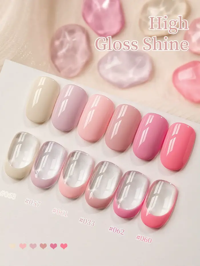 1/6 pièces de vernis gel rose poudré