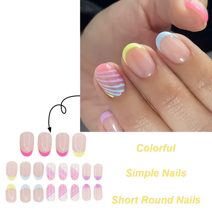 Faux ongles français colorés