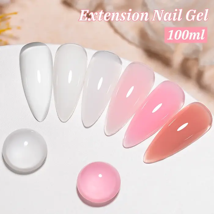 Gel UV de construction pour extension d'ongles 100ml, Gel dur Milky White, Clair, Rose Nude, Acrylique Cristal, Gel d'extension à retirer par trempage