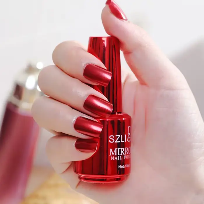 Vernis à ongles métallique effet miroir violet Rose or argent
