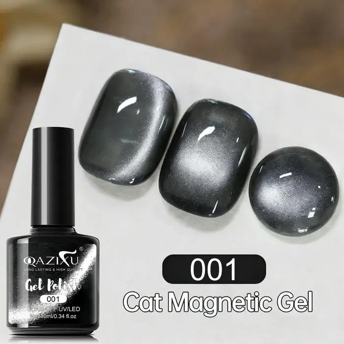 QAZIXU 10ml Vernis à ongles gel effet œil de chat noir