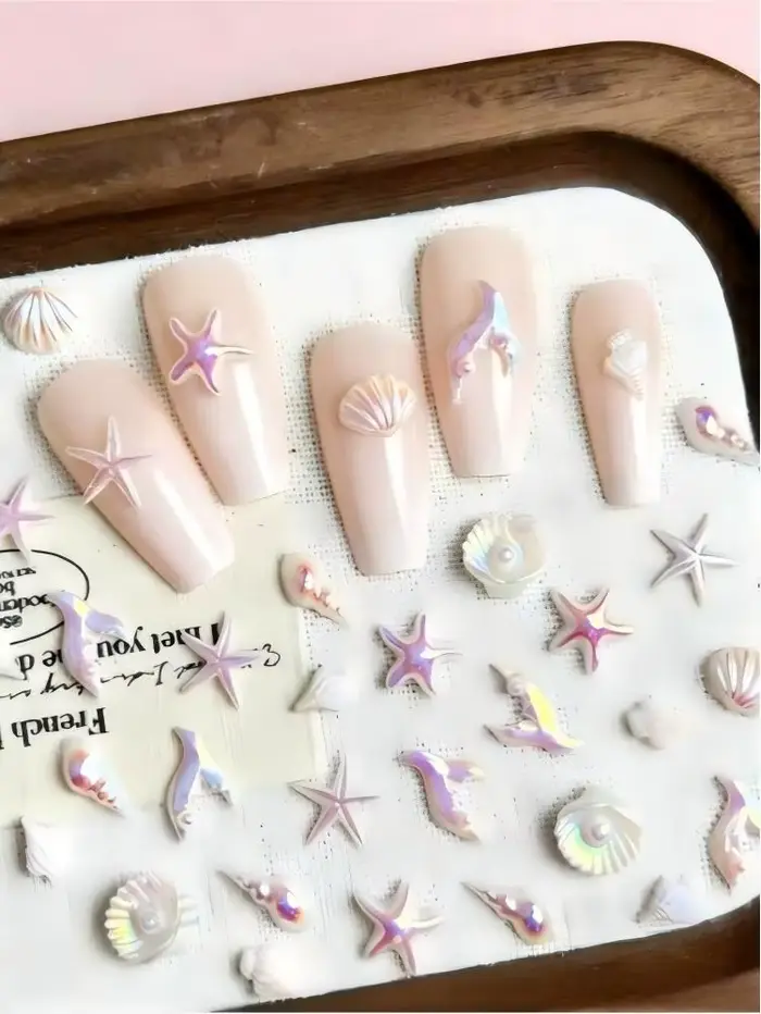 Décorations d'ongles sirène mixtes 3D