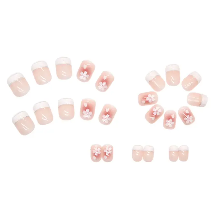 Faux ongles carrés courts de style français
