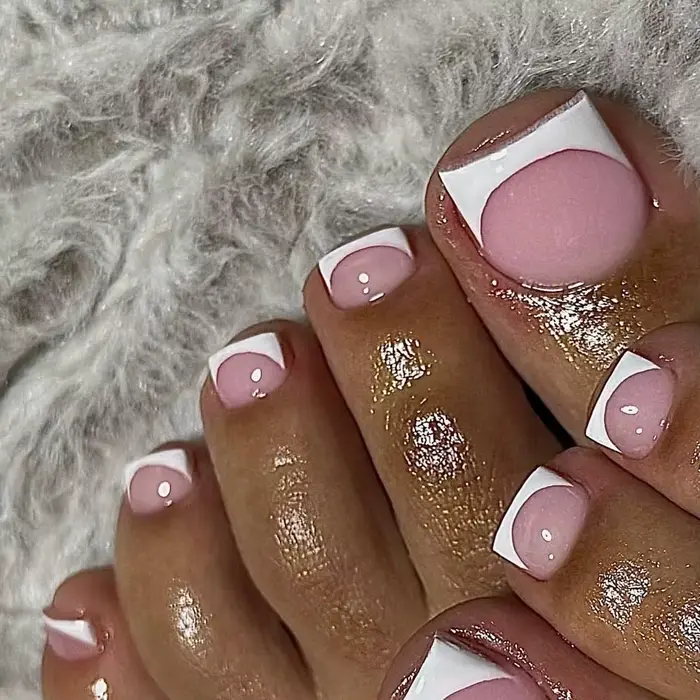 120 pièces court carré faux ongles d'orteil conseils rose français doux Gel presse sur ongles bord b