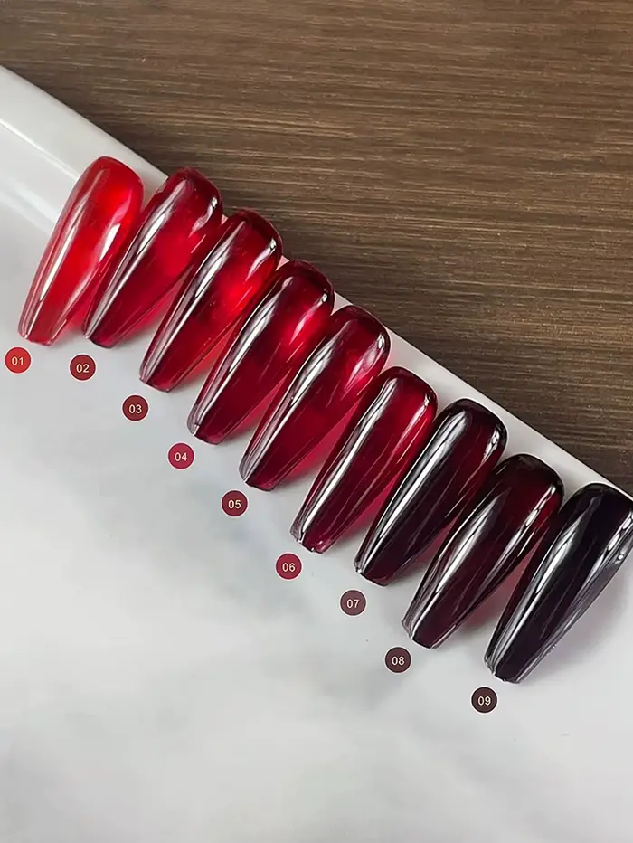 Lot de 1 à 9 vernis à ongles gel rouge rubis 15 ml
