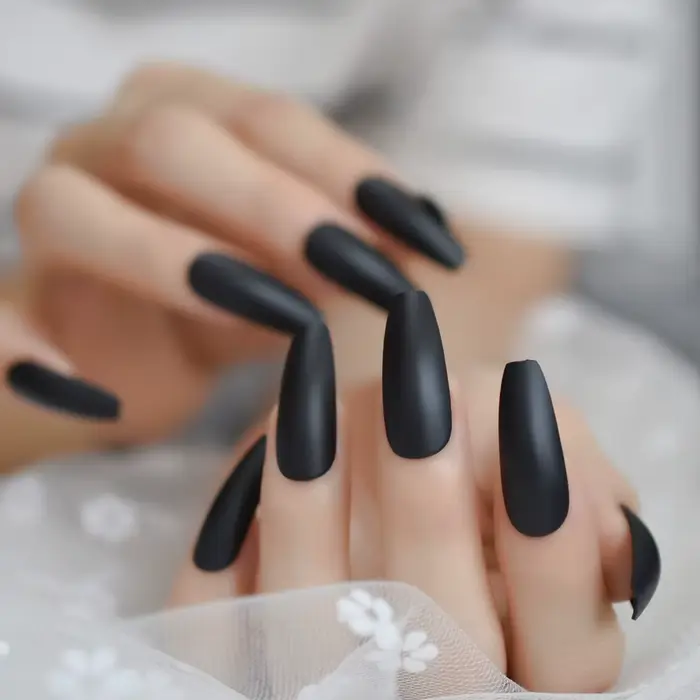Faux Ongles noirs givrés