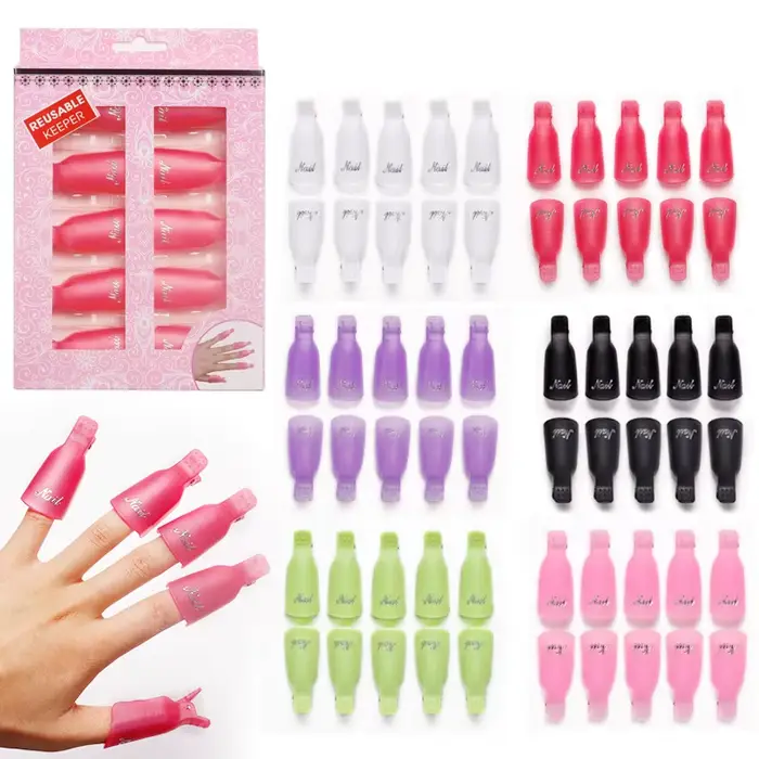 Clips pour dissolvant de vernis à ongles en gel UV acrylique, enveloppes de capuchon, outil de manuc