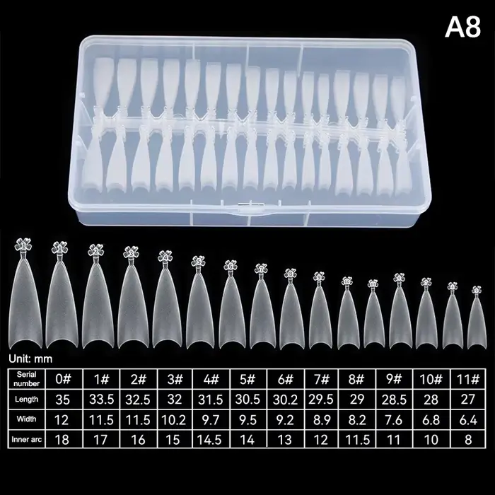 Faux ongles transparents Super D Arc longs, pointes de Gel à couverture complète, Capsule d'art des 