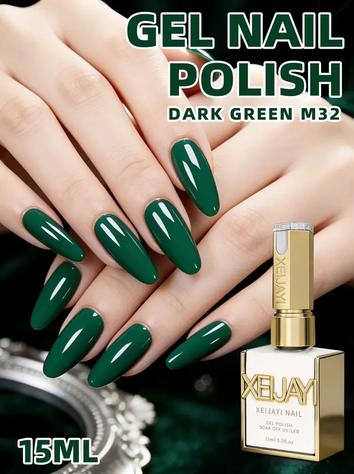 1 pièce 15 ml Gel vernis à ongles vert pur, longue tenue, haute saturation, compatible UV LED, idéal