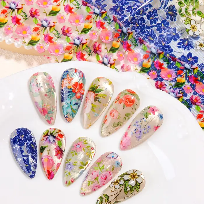 Papier de transfert pour nail art floral de printemps
