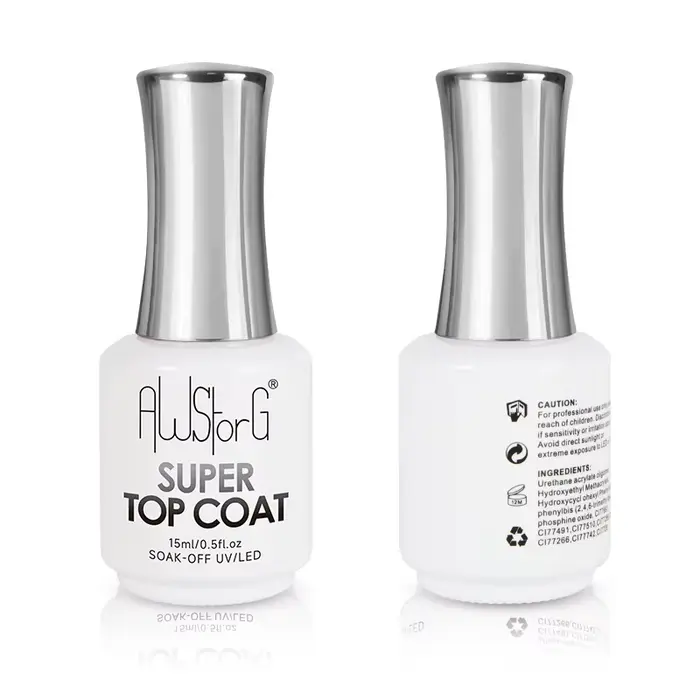 AWStorG 15ML Super couche de finition vernis Gel pour Nail Art Semi Permanent tremper sans essuyer v