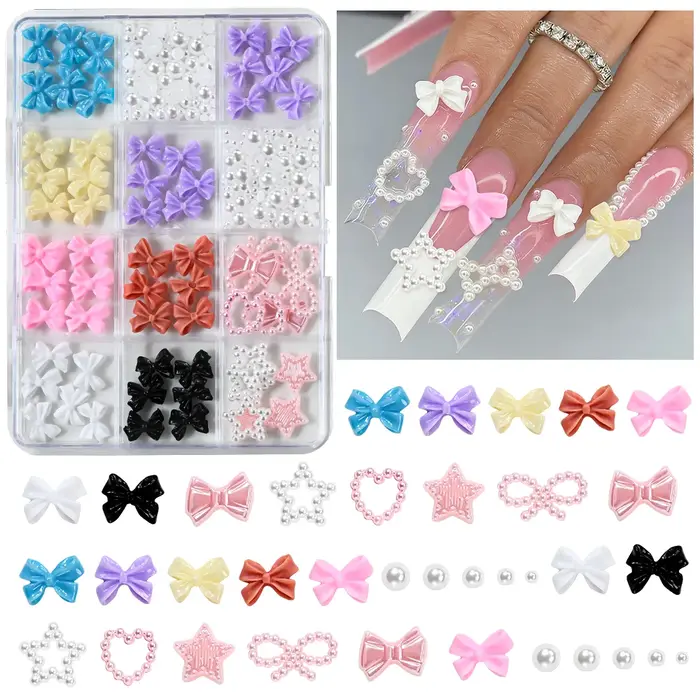 12 grilles de fleurs 3D colorées en acrylique pour nail art