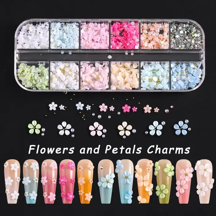 12 Grilles de Breloques pour Ongles Macaron Pastel